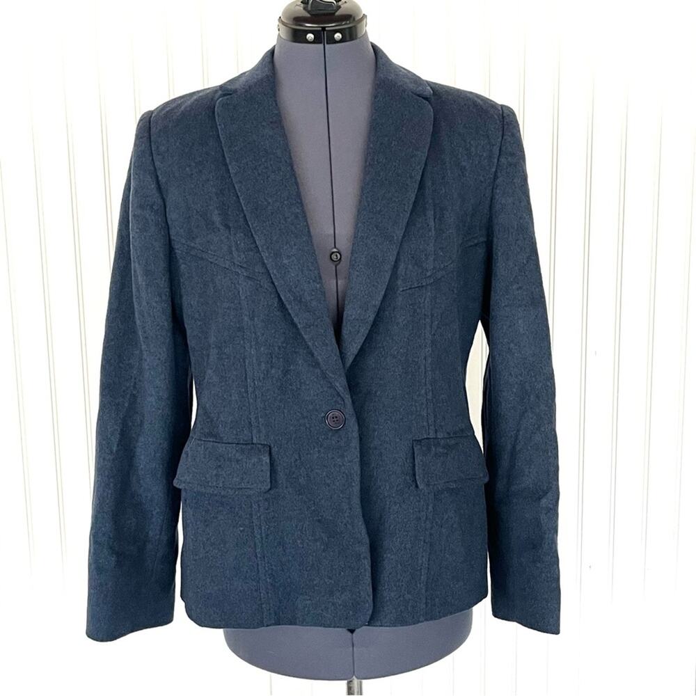 Vintage Blue Italian Wool Cashmere Blazer Angela Della Croce Made in Italy Soft